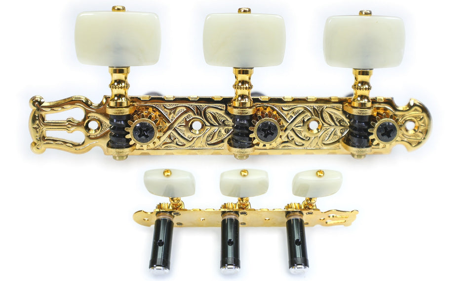 Gotoh 35ARB1600(G)Ei Tuners with 10mm Black Aluminium Rollers for Acoustic Guitars (Gold)