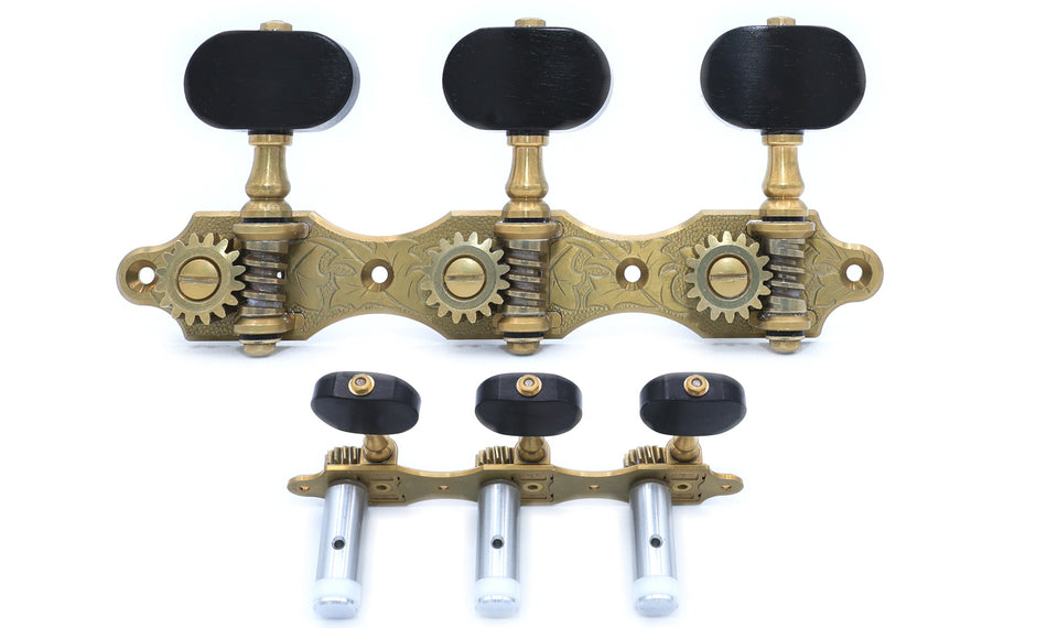 Gotoh 35AR510QC(G)EN Tuners with 10mm Aluminium Rollers for Acoustic Guitars (Gold, Ebony Knobs)