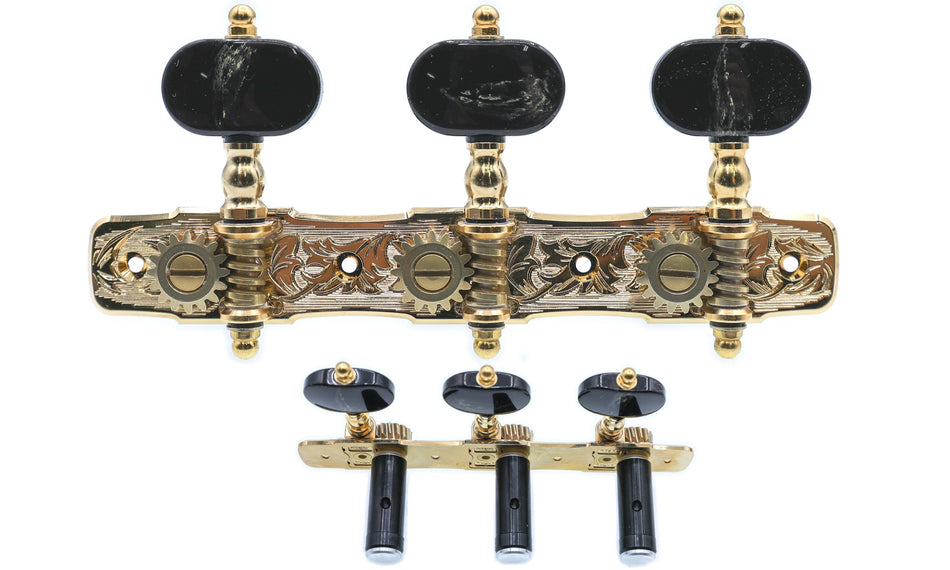 Gotoh 35ARB510C(G)BB Tuners with 10mm Black Aluminium Rollers for Acoustic Guitars (Gold)