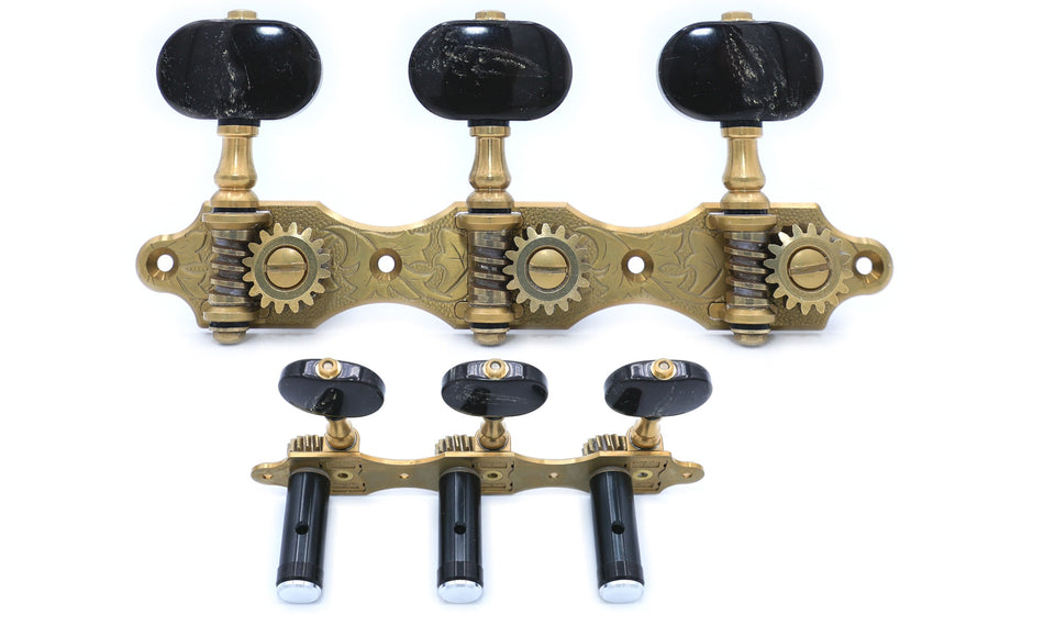 Gotoh 35ARB510QC(G)BB Tuners with 10mm Black Aluminium Rollers for Acoustic Guitars (Gold)
