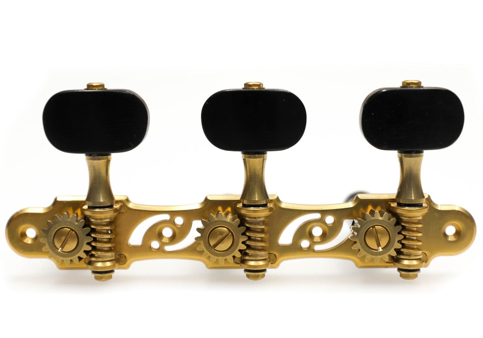 Gotoh 35ARB510S(xG)EN Tuners with X-Finish & 10mm Black Aluminium Rollers for Acoustic Guitars (X-Finish Gold, Ebony Knobs)