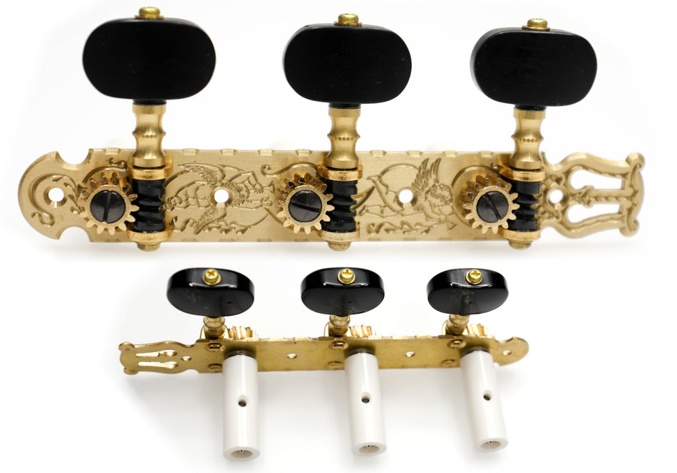 Gotoh 35G3600C(SB)EN Tuners with 10mm Plastic Rollers for Acoustic Guitars (Solid Brass, Ebony Knobs)