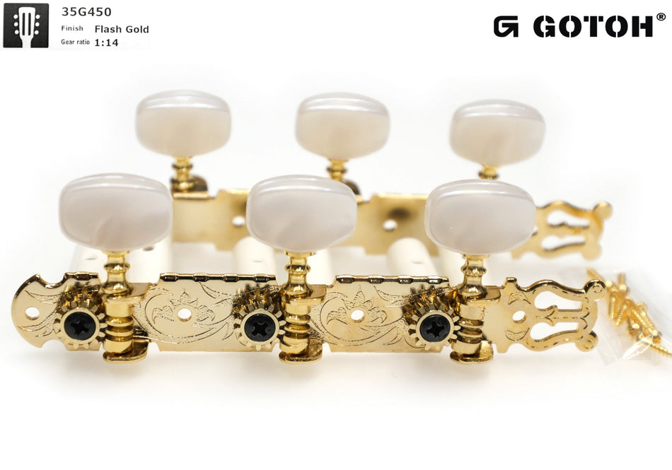 Gotoh 35G450(G) Tuners with 10mm Rollers for Acoustic Guitars (Gold)