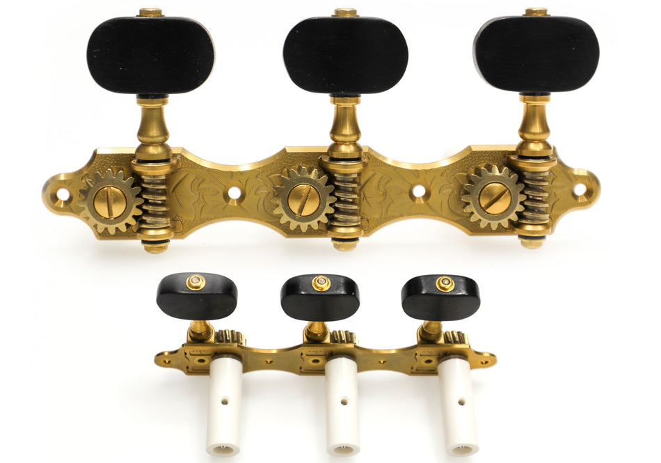 Gotoh 35G510QC(G)EN Tuners with 10mm Plastic Rollers for Acoustic Guitars (Gold, Ebony Knobs)