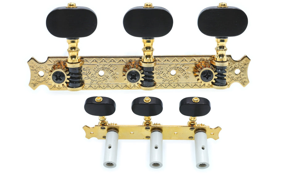 Gotoh 35G620(G)EN Tuners with 10mm Plastic Rollers for Acoustic Guitars (Gold, Ebony knobs)