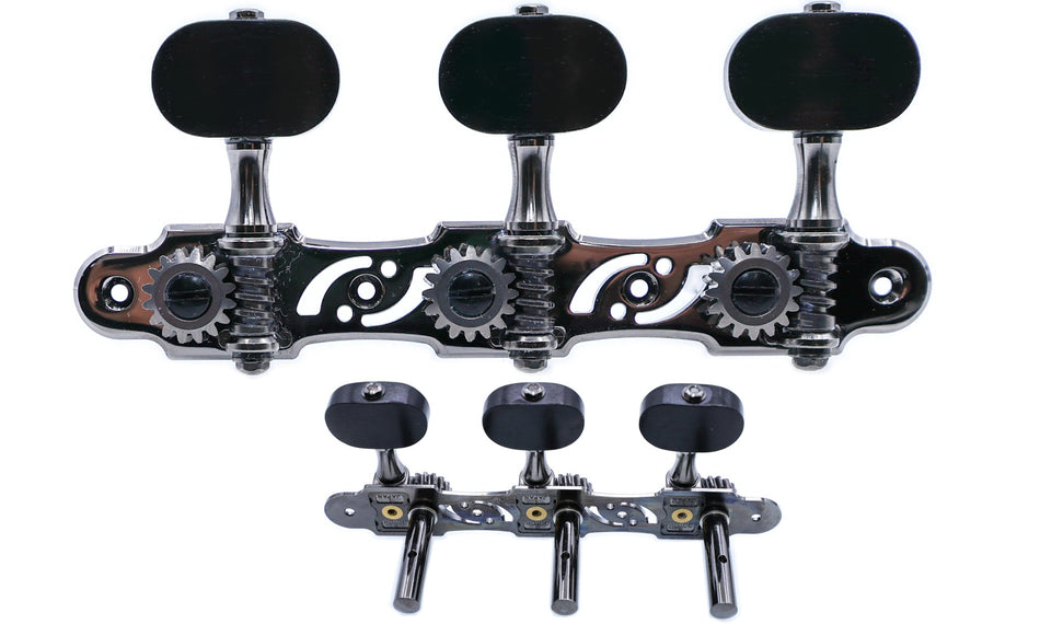 Gotoh 35P510S(CK)EN Tuners with 6mm Metal Rollers for Acoustic Guitars (Cosmo Black, Ebony knobs)