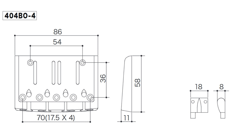 Gotoh 404BO-4(CK) Bass Bridge Saddle, 4-string (Cosmo Black)