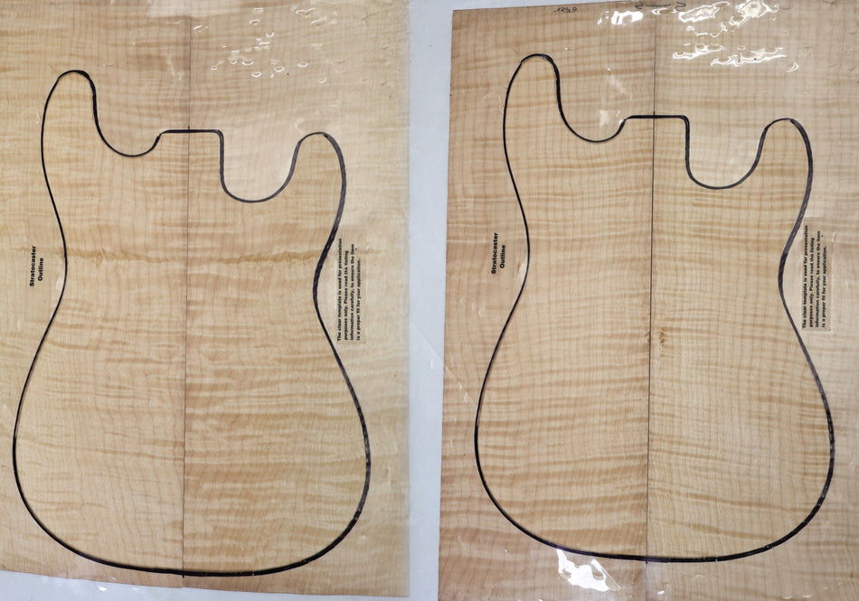 2 Matched Maple Flame Guitar sets, 0.18" thick (GREAT FIGURE) - Stock# 6-6425