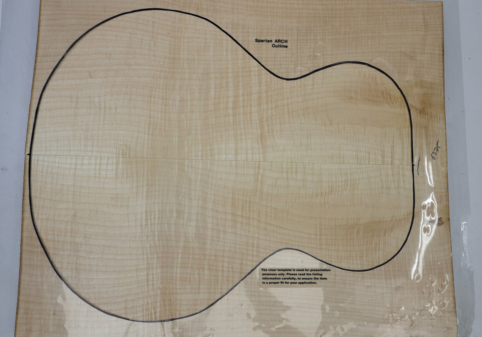 Maple Flame Archtop Guitar set, 0.89" thick (Great Figure) - Stock# 6-6775