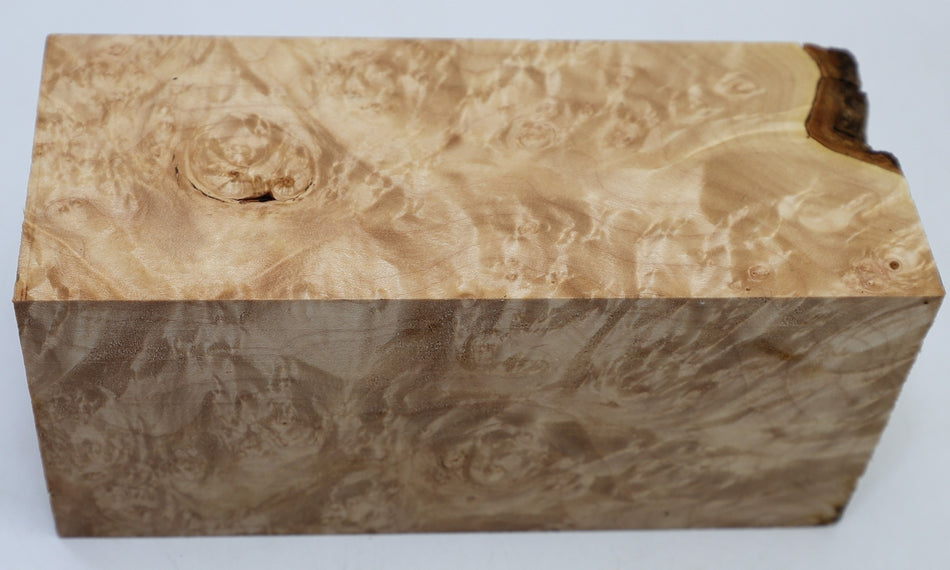 Maple Burl Spindle Square 3.3" x 7.7" long (HIGH FIGURE) - Stock# 6-7026