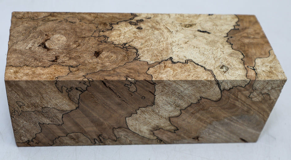 Spalted Maple Burl Spindle Square 2.75" x 7.5" long (HIGH FIGURE) - Stock# 6-7046