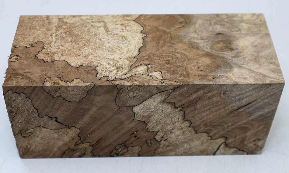 Spalted Maple Burl Spindle Square 2.75" x 6.8" long (HIGH FIGURE) - Stock# 6-7056