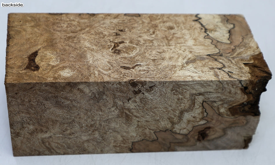 Spalted Maple Burl Spindle Square 2.75" x 6.8" long (HIGH FIGURE) - Stock# 6-7056