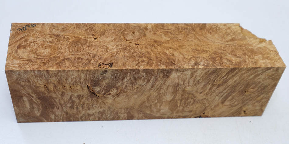 Maple Burl Spindle Square 3" x 10.7" long (HIGH FIGURE) - Stock# 6-7078