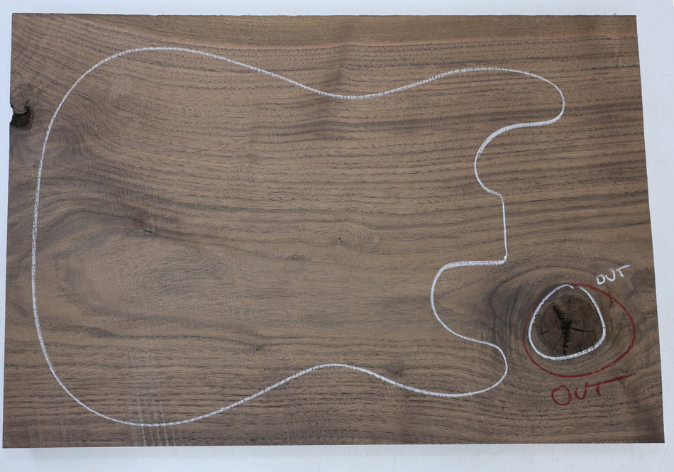 Walnut (Black) body blank, One piece 1.9" thick - Stock# 6-7175
