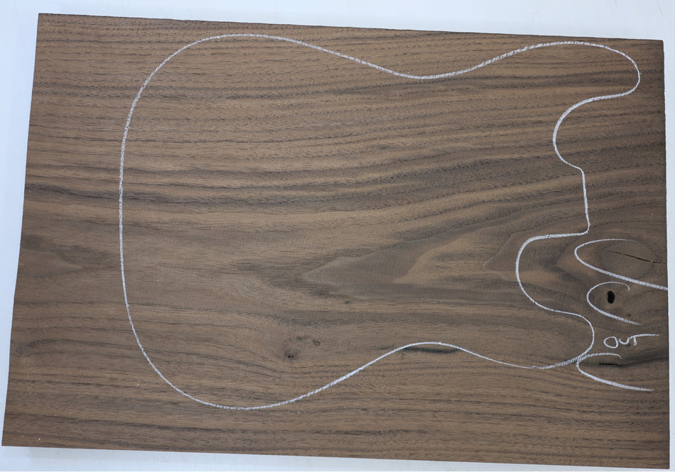 Walnut (Black) body blank, One piece 1.76" thick - Stock# 6-7197