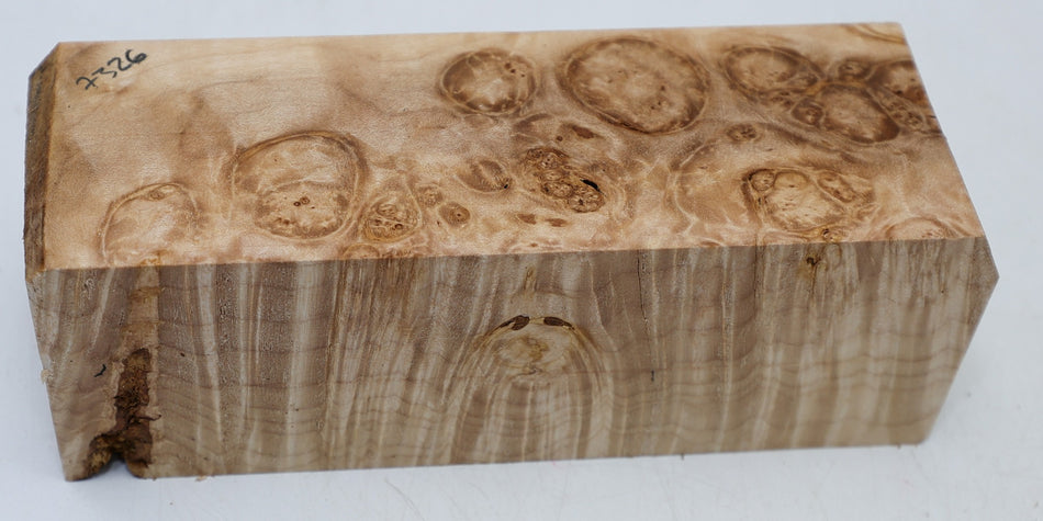 Maple Burl Spindle Square 2.7" x 7.7" long (HIGH FIGURE) - Stock# 6-7326