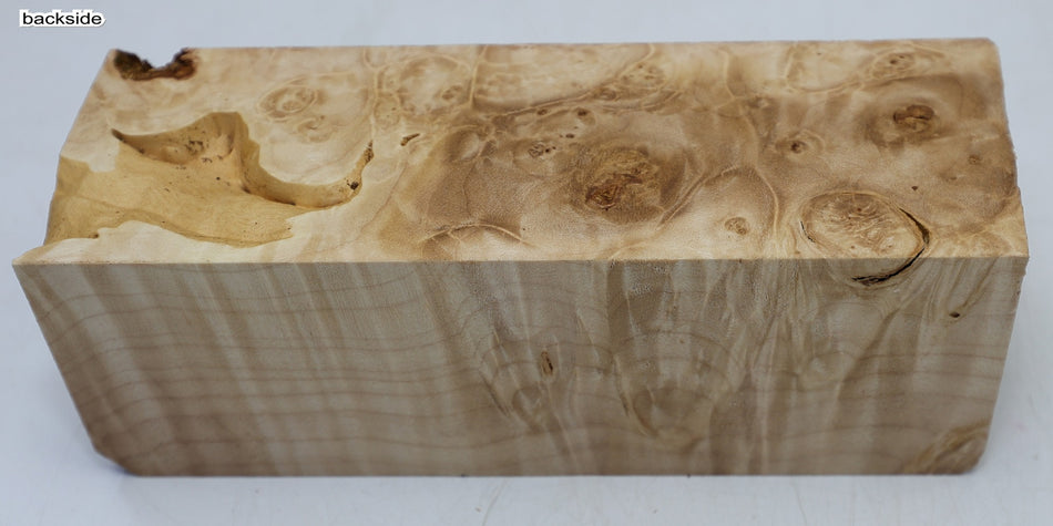 Maple Burl Spindle Square 2.7" x 7.7" long (HIGH FIGURE) - Stock# 6-7326