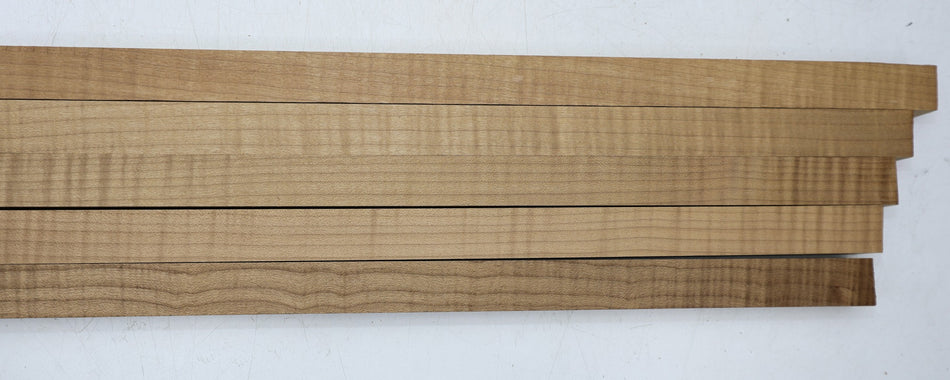 5 Torrefied Maple strips for laminated necks 0.95" x 0.95" x 34.5" - Stock# 6-7351
