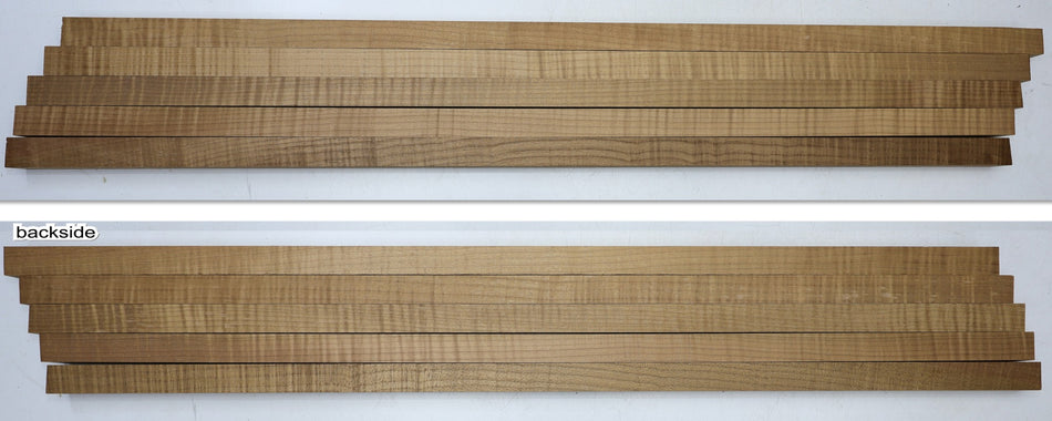 5 Torrefied Maple strips for laminated necks 0.95" x 0.95" x 34.5" - Stock# 6-7351