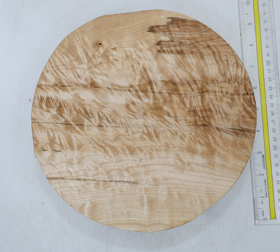 Maple Quilt Round 9" diameter x 2.8" (GREAT FIGURE) - Stock# 6-7410