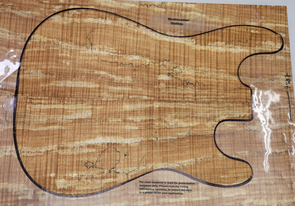 Spalted Maple Flame body blank, unglued 2pc 51 mm thick (HIGH FIGURE) - Stock# 6-7587