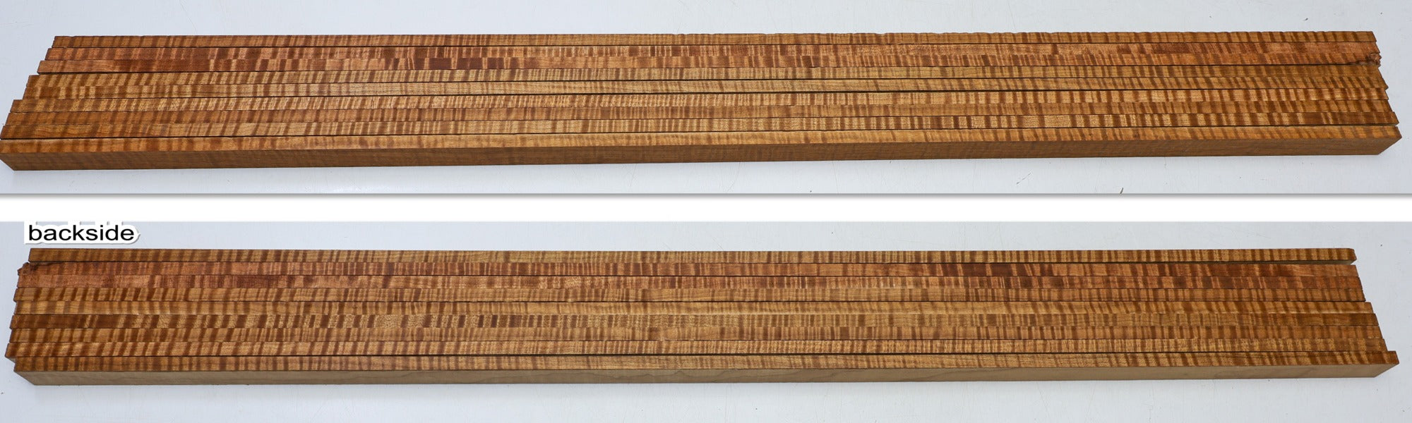 7 Torrefied Maple Flame strips for laminated necks 9 x 22 x 880 mm