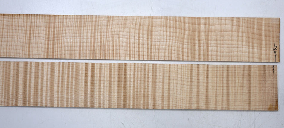 Maple Flame Fingerboards, 2 pieces 6.3 * 80 * 570 mm, unslotted (+HIGH FIGURE +4★) - Stock# 6-8145