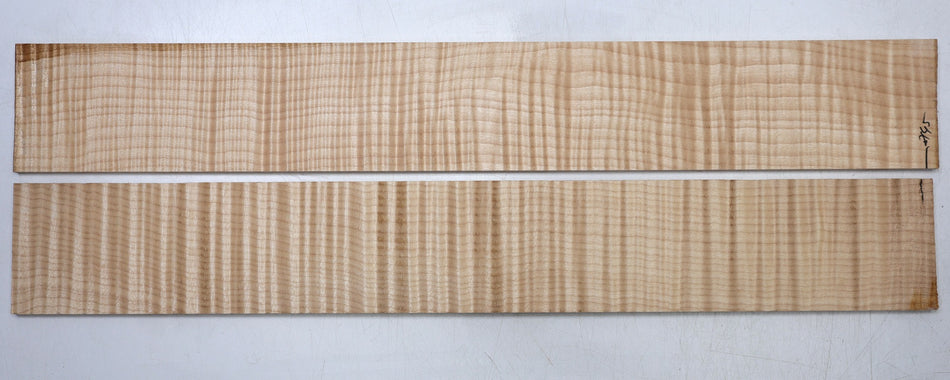 Maple Flame Fingerboards, 2 pieces 6.3 * 80 * 570 mm, unslotted (+HIGH FIGURE +4★) - Stock# 6-8145