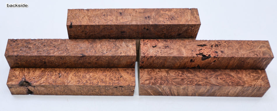 Torrefied Maple Burl Pen Blanks, 5 pieces 150mm long (HIGH FIGURE) - Stock# 6-8153
