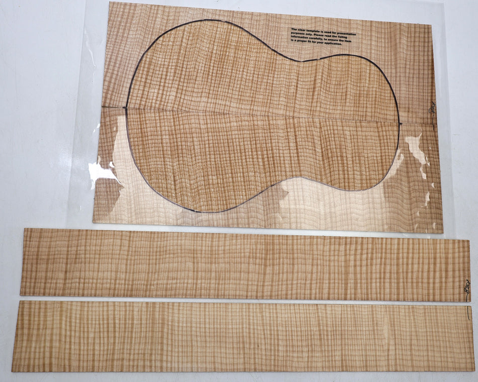 Back & Side set Maple Flame Baritone Ukulele / Flat Mandolin (PREMIUM FIGURE) - Stock# 6-8210