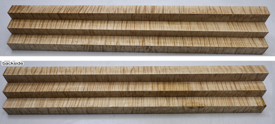 Maple Spindle Squares, 3 pieces 25 * 25 * 5700.mm (HIGH FIGURE) - Stock# 6-8237