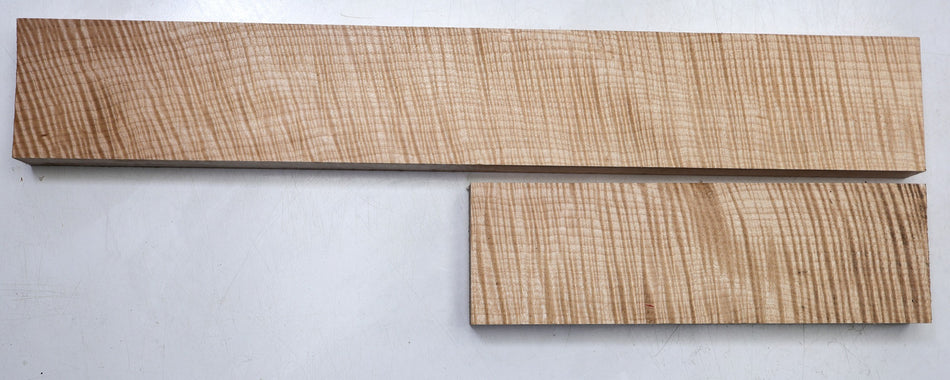 Maple Flame Neck Blank + Heel, 22 * 78 * 750.mm total (PREMIUM FIGURE★) - Stock# 6-8238