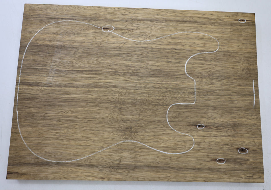 Black Limba body blank, unglued 2pc 45.mm thick - Stock# 6-8318