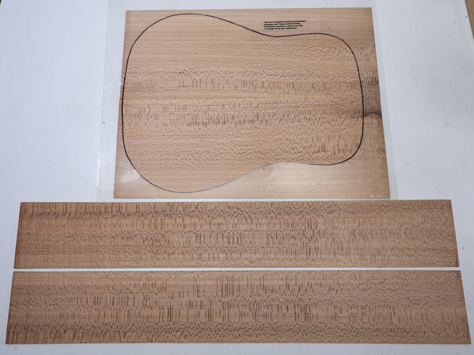 Back & Side set Southern Silky Oak, Dreadnought (HIGH FIGURE) - Stock# 6-8331