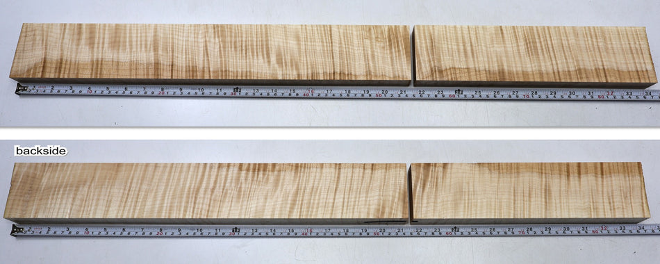 Maple Flame Small Neck Blank 25 * 80 * 540.mm + 310.mm Heel (HIGH FIGURE) - Stock# 6-8351