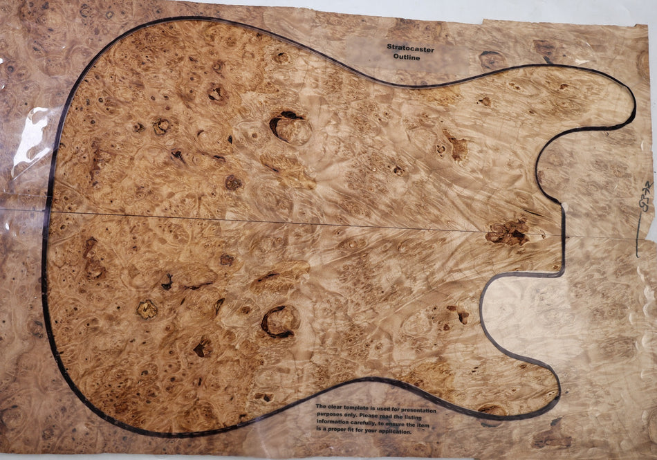 Maple Burl Guitar set 7.6.mm thick (HIGH FIGURE) - Stock# 6-8372