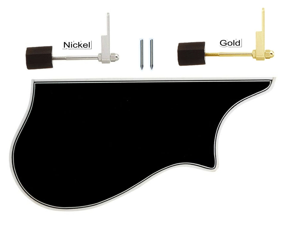 Mandolin Pickguard Assembly, F-Model Black with Nickel or Gold braket