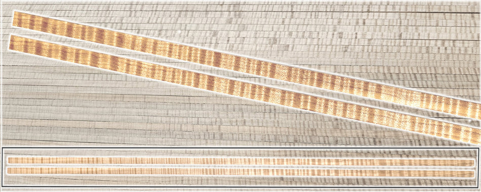 Wood Guitar Binding, Red Maple Flame, 2 piece set, 2 x 6.4 x 850 mm (HIGH FIGURE)