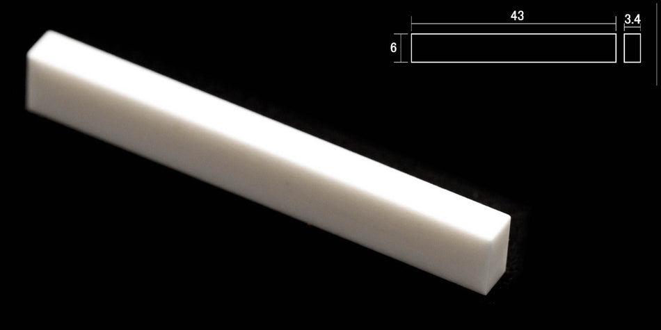 Bleached Bone Nut blank 43 * 6 * 3.4mm for Acoustic & Electric Guitars