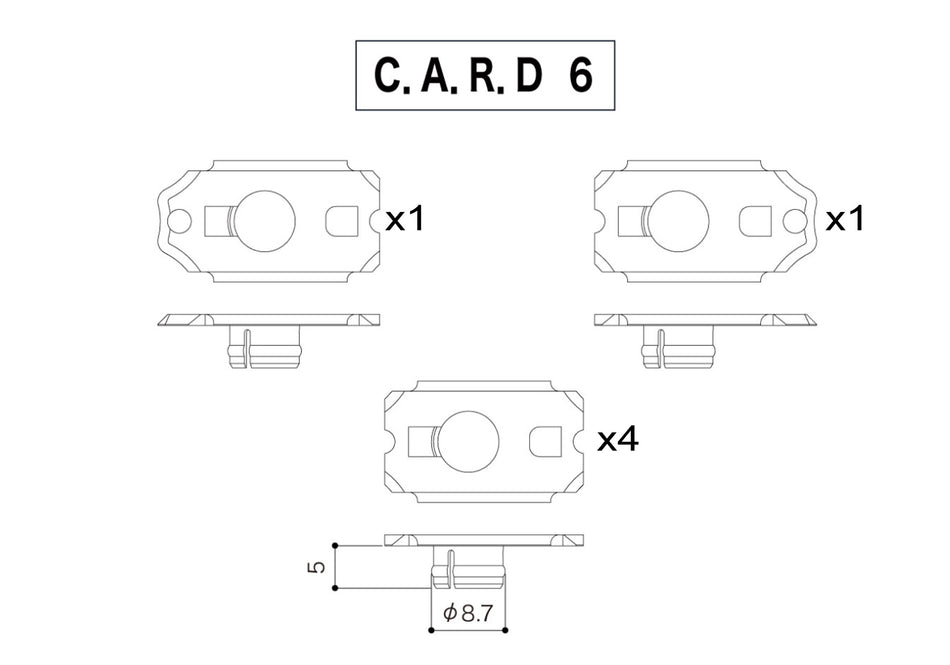 Gotoh C-A-R-D (6 inline) for SD91 Tuners, 6 piece set