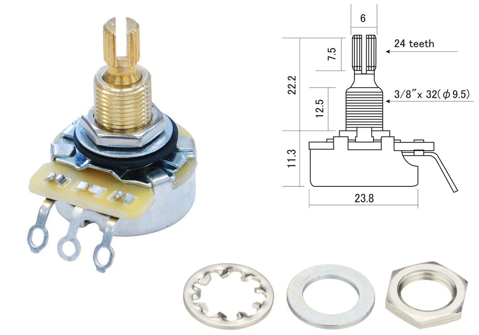 CTS Control Potentiometer, 250K Linear Taper, Regular Shaft (inch)