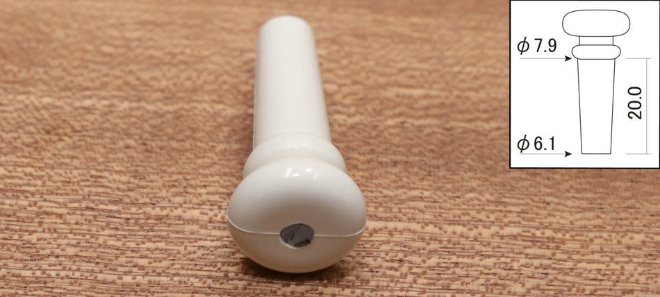 Endpin, Plastic, White with 3mm Abalone dot