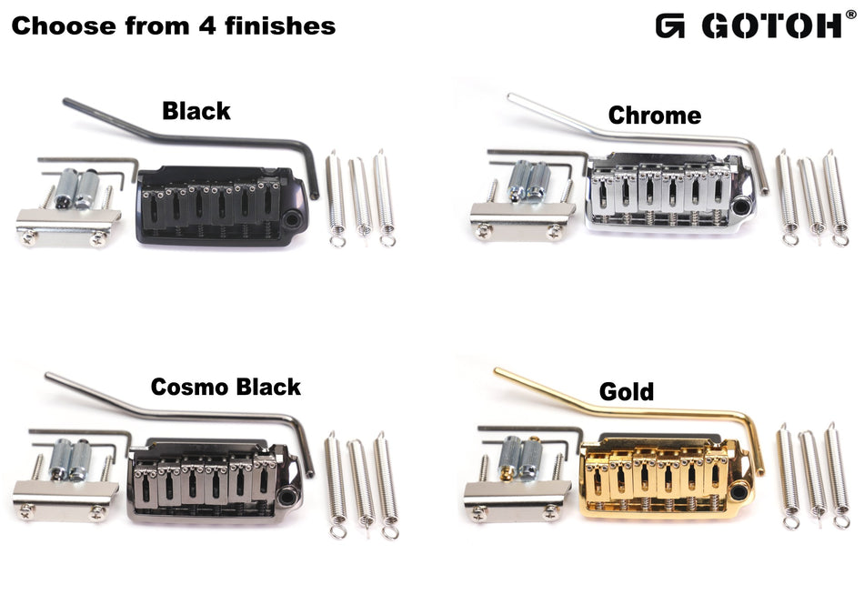Gotoh EV510T-FE Tremolo Bridge (Steel, 42mm block) 2-point locking stud + anchor (choose finish)