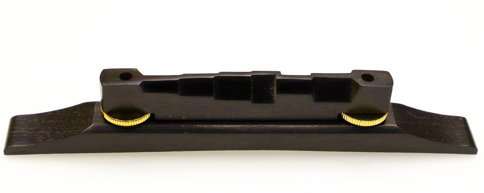 Machined Bridge for Archtop, Compensated, Ebony, Gold thumbwheel