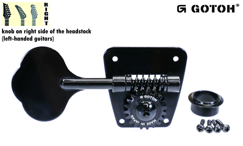 Gotoh FB30(B) Clover Bass Tuner, 1 Right* for Left-Hand (Black)