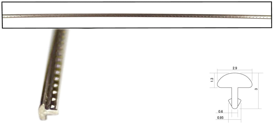 Fretwire, Jumbo Nickel Silver (1.3x2.9mm, 0.6 tang) 500mm long