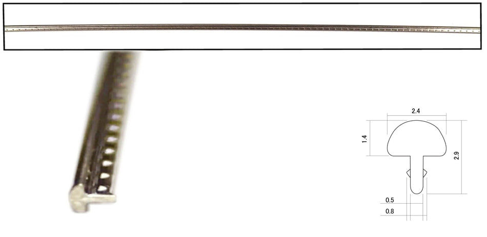 Fretwire, Medium Nickel Silver (1.4x2.4mm, 0.5 tang) 500mm long