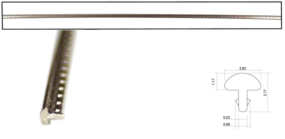 Fretwire, Medium Jumbo Nickel Silver (1.17x2.62mm, 0.53 tang) 500mm long