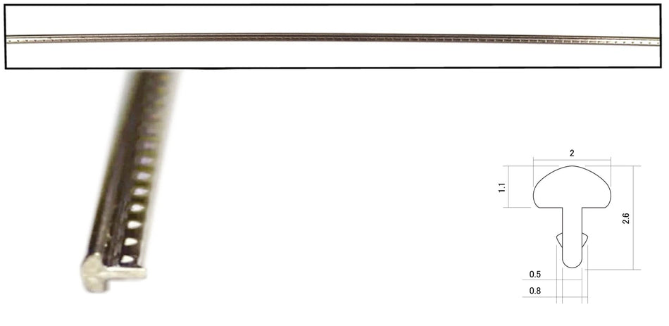 Fretwire, Small Nickel Silver (1.1x2mm, 0.5 tang) 500mm long